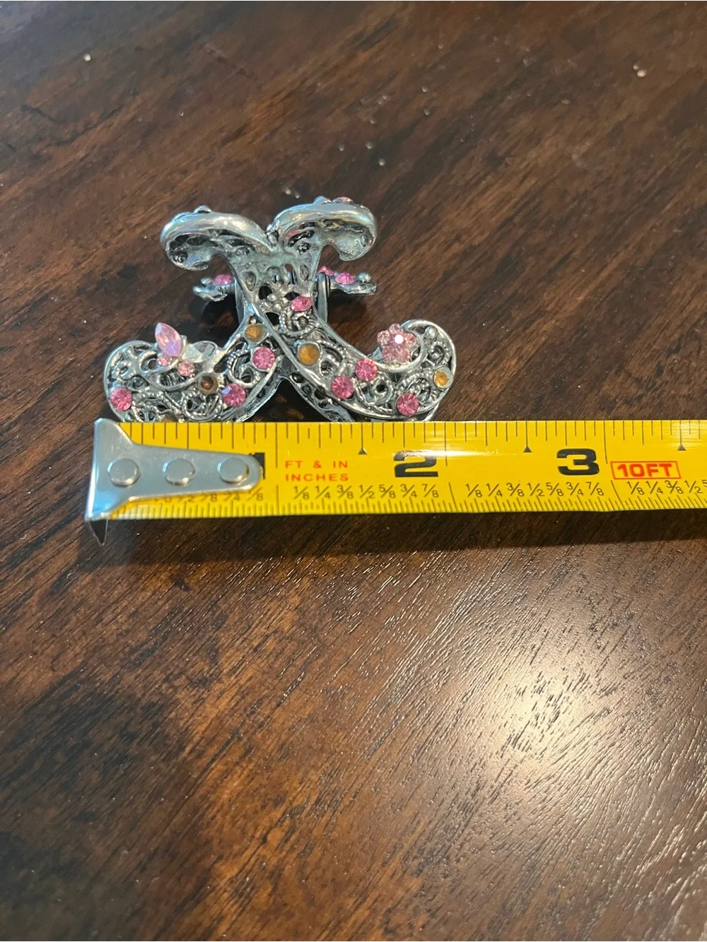 Pink Rhinestone and Filigree Hair Claw